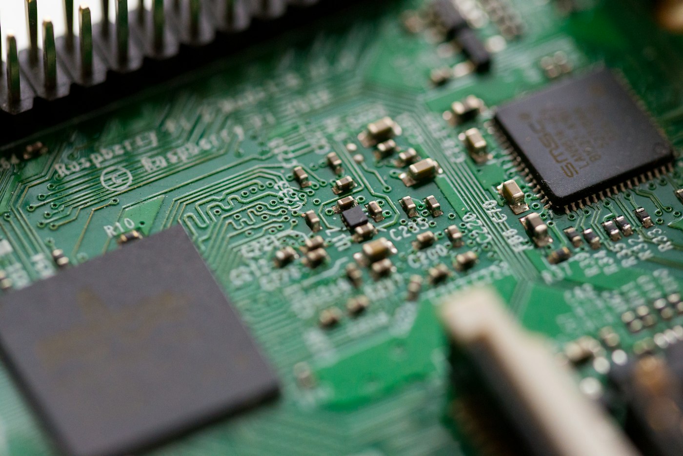 Close-up of a processor on a circuit board